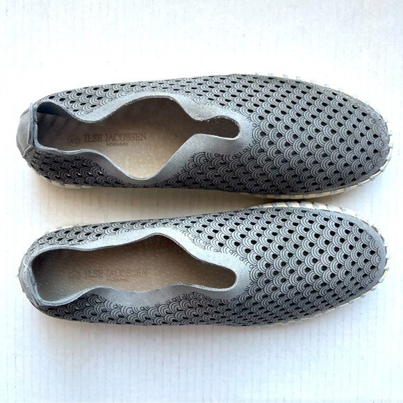 Ilse Jacobsen Gray Tulip Scalloped Slip On Shoes White Sole EU 40 US 9.5 - 10 - Picture 4 of 12
